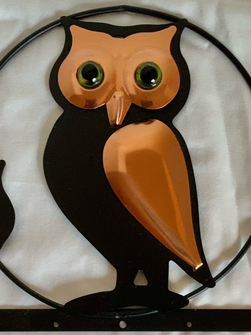 Metal Owl Wall Decor - Black and Copper Accent